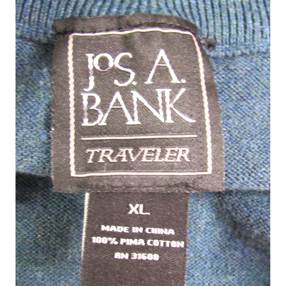 Jos A. Bank Traveler Men's 1/4 Zip Sweater Mock Neck Pima Cotton Green Size XL - Picture 2 of 4